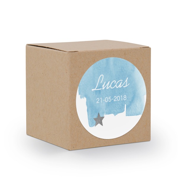 Cadeaudoos beige met ronde sticker - Set van 24