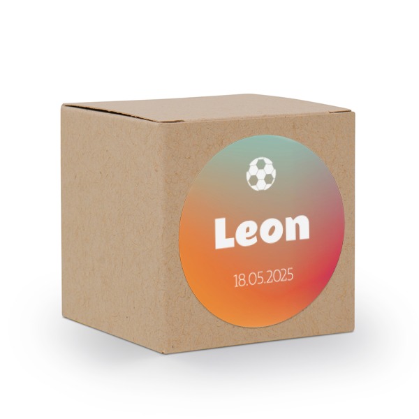 Partybox Braunes Kraftpapier mit Sticker rund - 24 Stk.