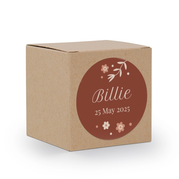 Partybox Braunes Kraftpapier mit Sticker rund - 24 Stk.