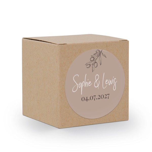 Cadeaudoos beige met ronde sticker - Set van 24