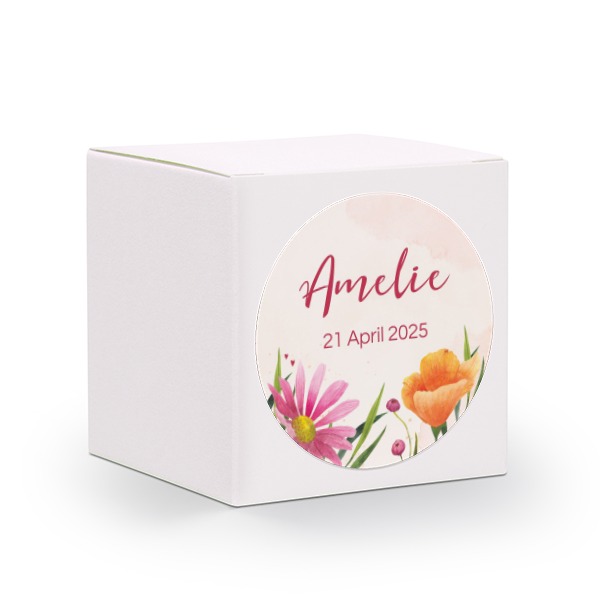 Partybox Weiss mit Sticker rund - 24 Stk.