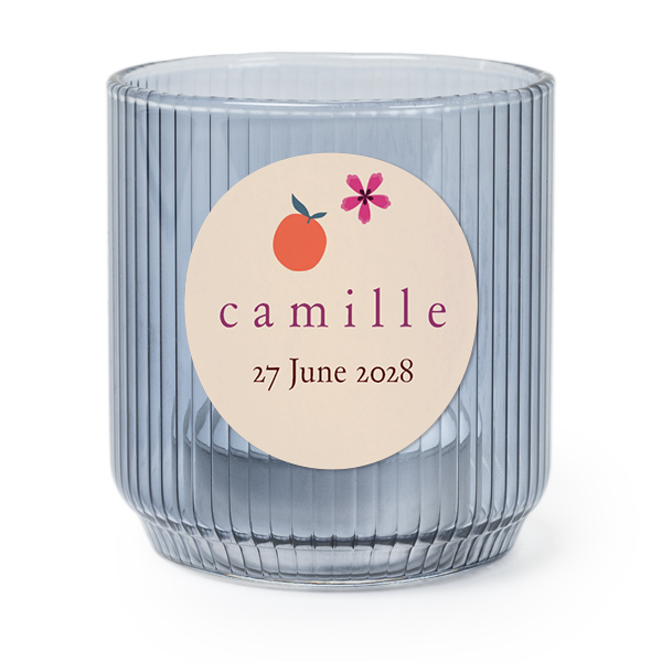 Personalised Blue Glass Tealight Holder with Round Stickers – Set of 6