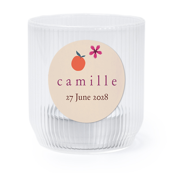 Personalised Clear Glass Tealight Holder with Round Stickers – Set of 6