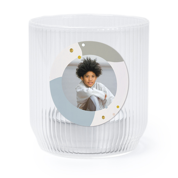 Waxinelichthouder doorzichtig met ronde sticker - set van 6