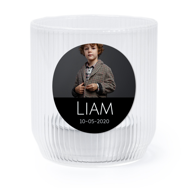 Personalised Clear Glass Tealight Holder with Round Stickers – Set of 6