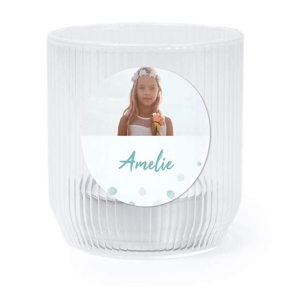 Photophore en verre transparent avec autocollant rond - Lot de 6