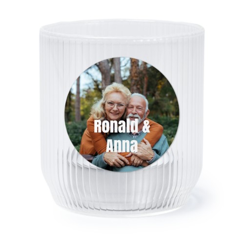 Personalised Clear Glass Tealight Holder with Round Stickers – Set of 6
