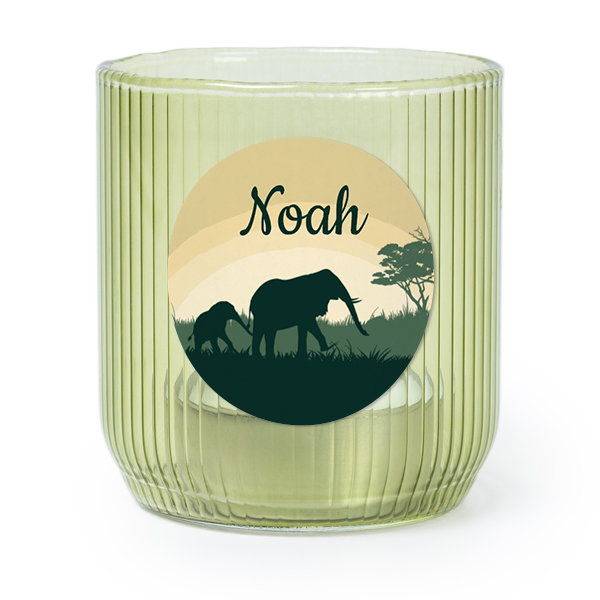 Waxinelichthouder groen met ronde sticker - set van 6 Waxinelichthouder groen met ronde sticker - set van 6