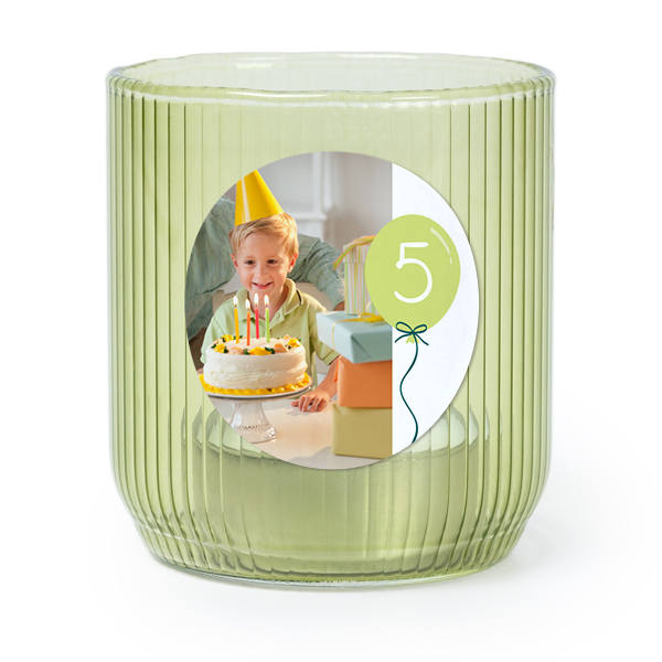 Waxinelichthouder groen met ronde sticker - set van 6