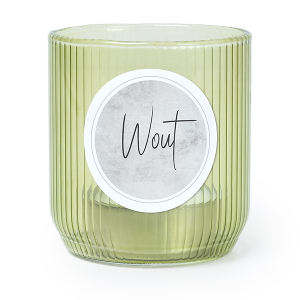 Personalised Green Glass Tealight Holder with Round Stickers – Set of 6