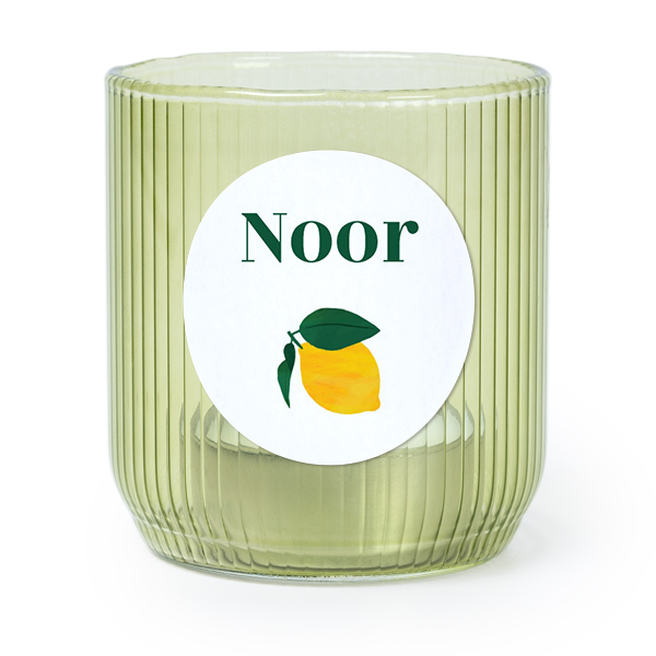 Theelichthouder groen met ronde sticker - set van 6