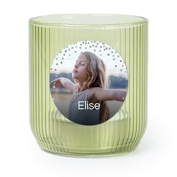 Waxinelichthouder groen met ronde sticker - set van 6