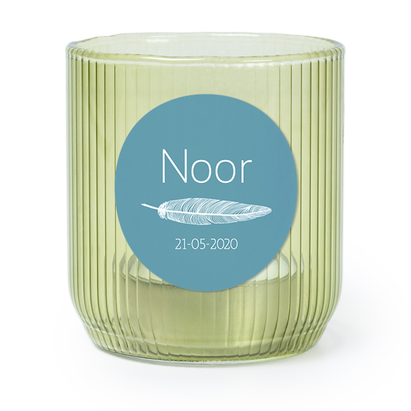 Waxinelichthouder groen met ronde sticker - set van 6 Waxinelichthouder groen met ronde sticker - set van 6