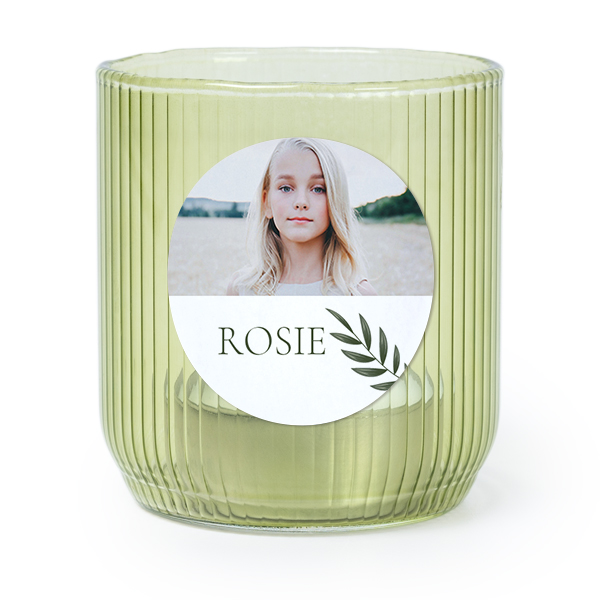 Waxinelichthouder groen met ronde sticker - set van 6 Waxinelichthouder groen met ronde sticker - set van 6