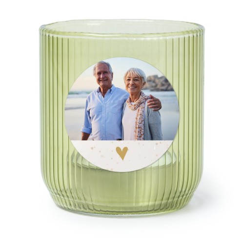 Personalised Green Glass Tealight Holder with Round Stickers – Set of 6