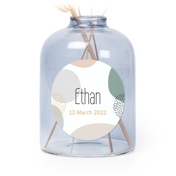 Personalised Blue Glass Vase with Round Stickers – Set of 6