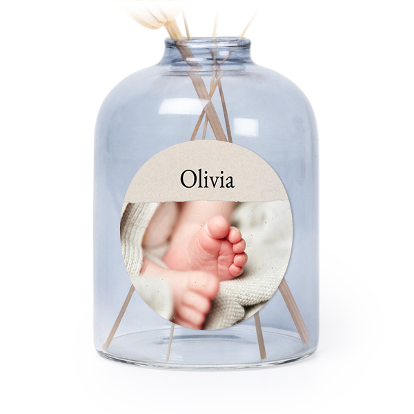 Glazen vaasjes blauw met ronde sticker - set van 6