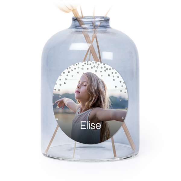 Glazen vaasjes blauw met ronde sticker - set van 6