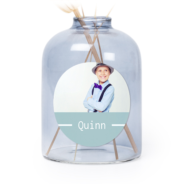 Glazen vaasjes blauw met ronde sticker - set van 6