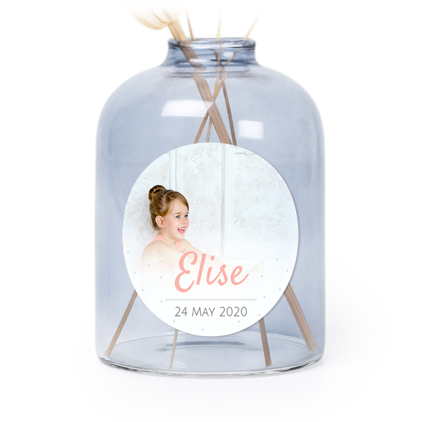 Blaue Mini-Glasvase mit runden Aufkleber - 6 Stk. 