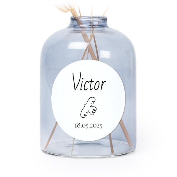 Personalised Blue Glass Vase with Round Stickers – Set of 6