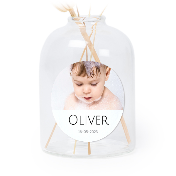 Glazen vaasjes doorzichtig met ronde sticker - set van 6