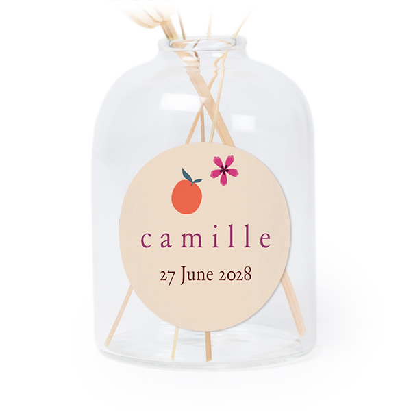 Personalised Clear Glass Vase with Round Stickers – Set of 6