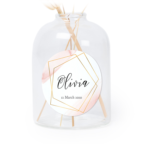 Petit vase verre transparent avec autocollant rond - Lot de 6 Petit vase verre transparent avec autocollant rond - Lot de 6