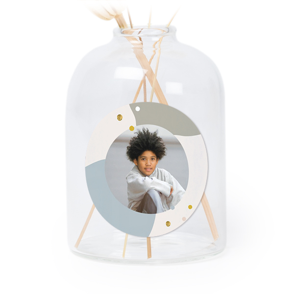Glazen vaasjes doorzichtig met ronde sticker - set van 6