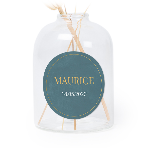 Personalised Clear Glass Vase with Round Stickers – Set of 6