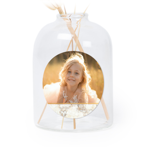 Personalised Clear Glass Vase with Round Stickers – Set of 6