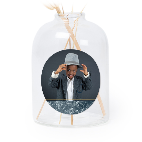 Glazen vaasjes doorzichtig met ronde sticker - set van 6