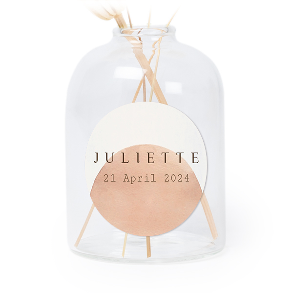 Petit vase verre transparent avec autocollant rond - Lot de 6