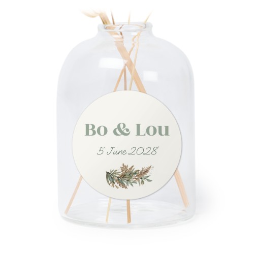 Personalised Clear Glass Vase with Round Stickers – Set of 6