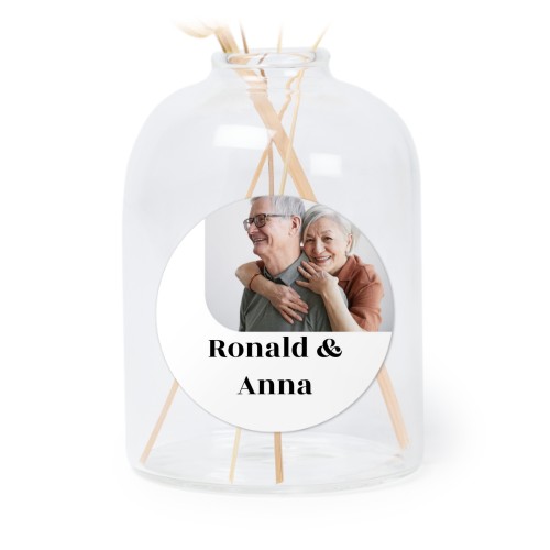 Personalised Clear Glass Vase with Round Stickers – Set of 6