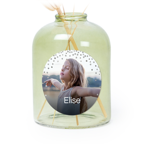 Glazen vaasjes groen met ronde sticker - set van 6