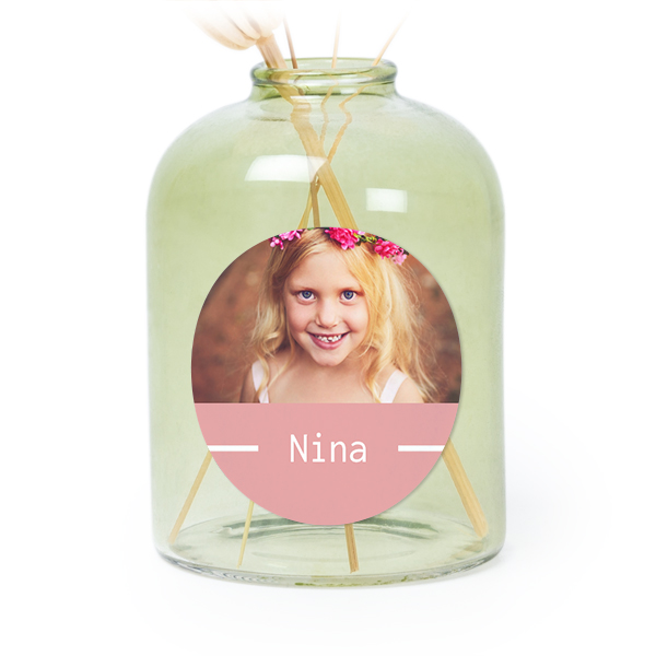 Glazen vaasjes groen met ronde sticker - set van 6