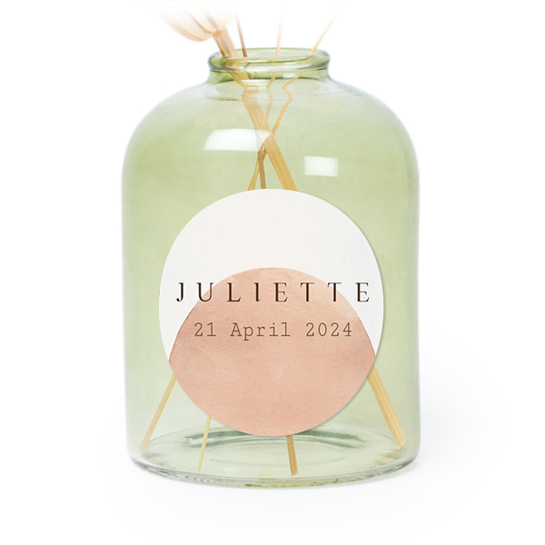 Petit vase verre vert avec autocollant rond - Lot de 6