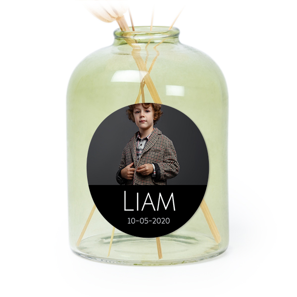 Personalised Green Glass Vase with Round Stickers – Set of 6