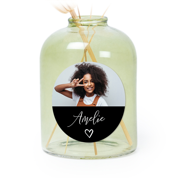 Personalised Green Glass Vase with Round Stickers – Set of 6