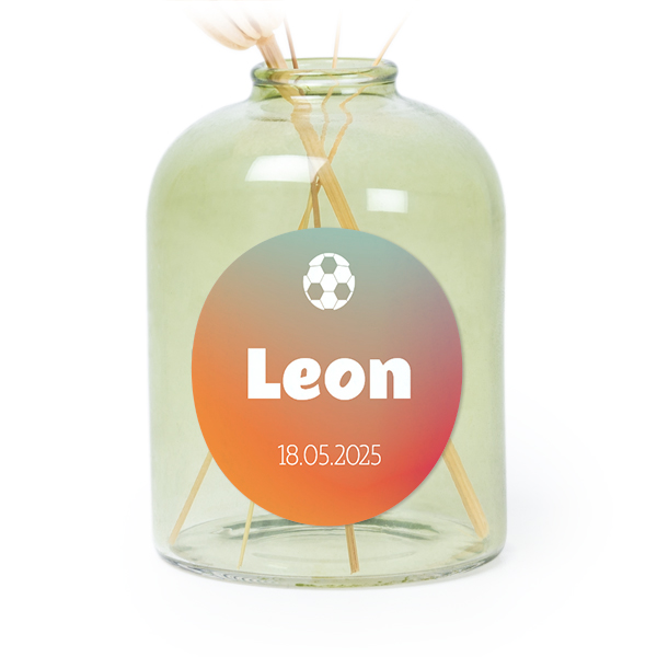Glazen vaasjes groen met ronde sticker - set van 6
