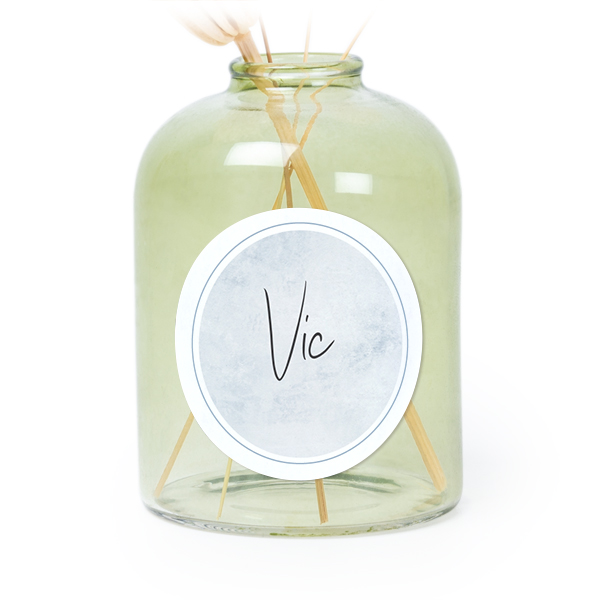 Petit vase verre vert avec autocollant rond - Lot de 6