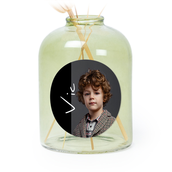 Glazen vaasjes groen met ronde sticker - set van 6