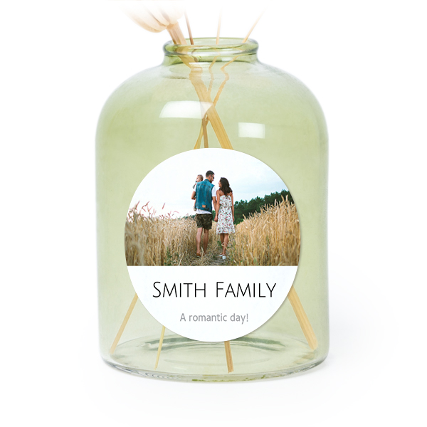 Personalised Green Glass Vase with Round Stickers – Set of 6