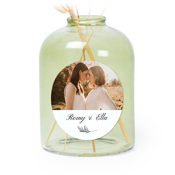 Personalised Green Glass Vase with Round Stickers – Set of 6