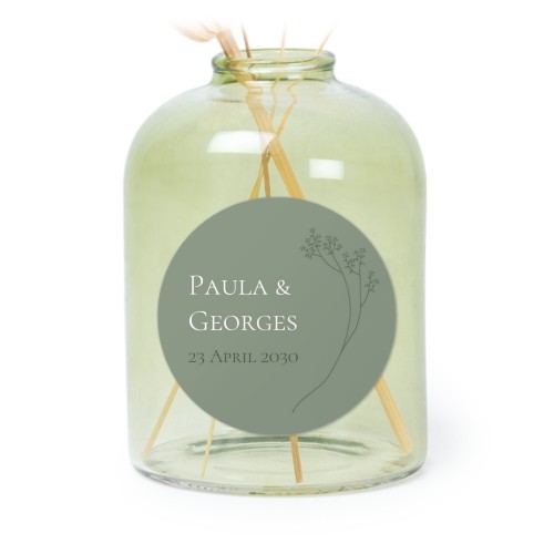 Personalised Green Glass Vase with Round Stickers – Set of 6