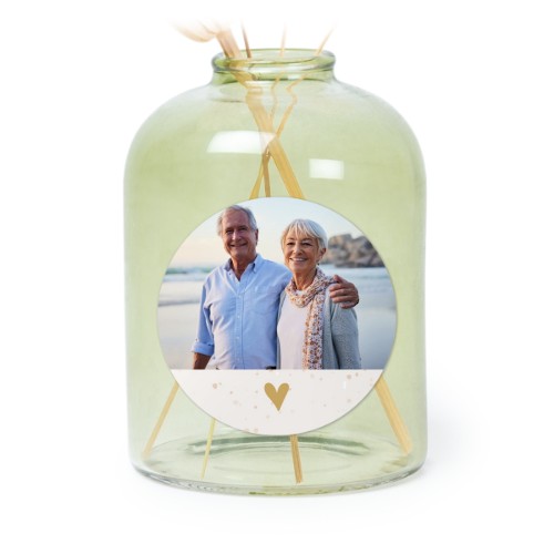 Personalised Green Glass Vase with Round Stickers – Set of 6