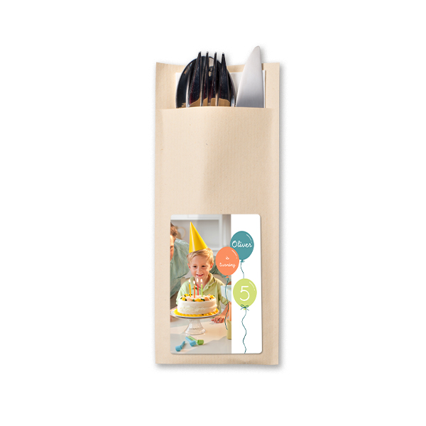 Ruokailuvälinekirjekuori beige - 24 kpl