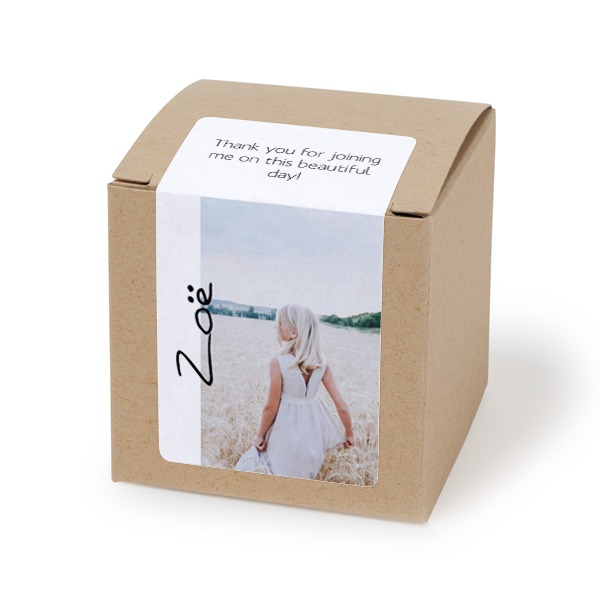 Paper box beige rectangular sticker - set of 24 Paper box beige rectangular sticker - set of 24