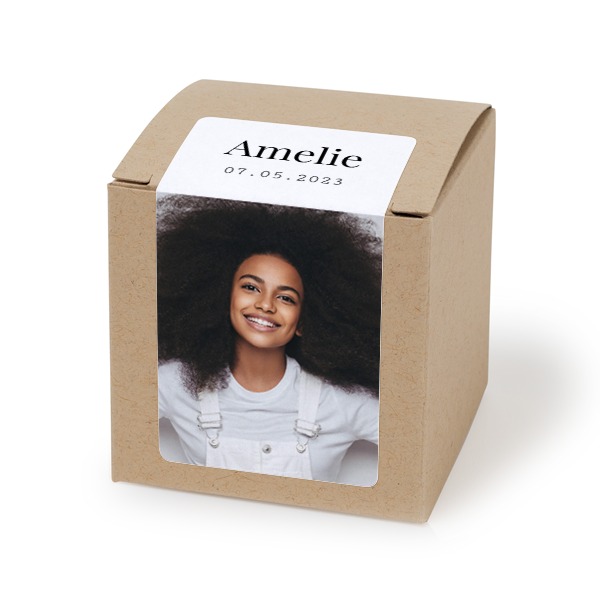 Beige rechteckige Partyboxen Aufkleber - 24 Stk.